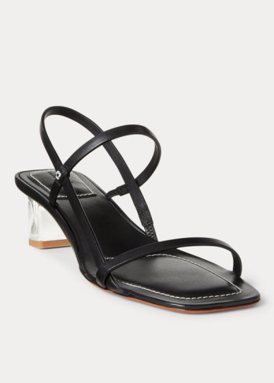 Women's Polo Ralph Lauren Leather Block-Heel Sandals | 861945VCP